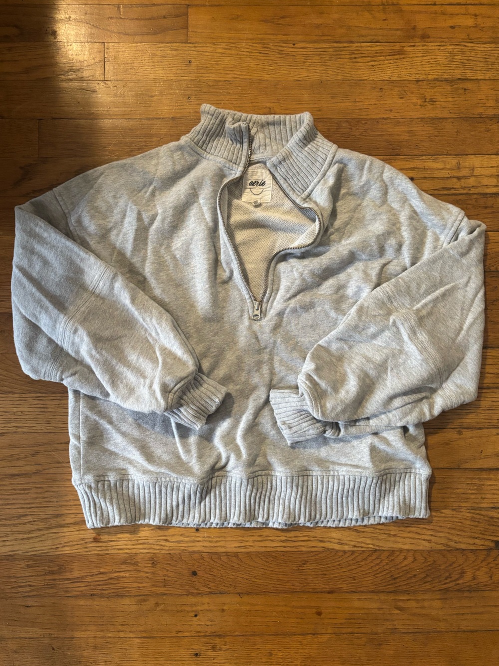 Aerie Quarter Zip Sweatshirt - Oversized Heather Grey